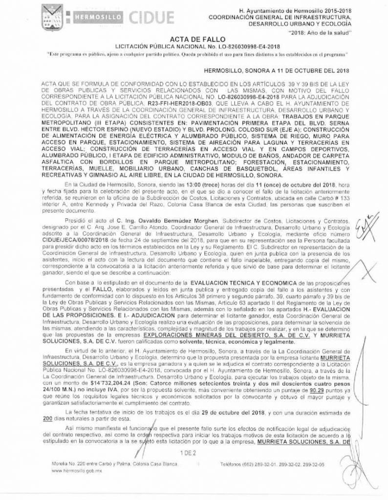 La construcción del parque corrió a cargo del consorcio Exploraciones Mineras del Desierto, según consta en las licitaciones públicas que consultó “Primera Plana”.