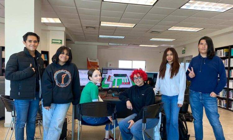 Los integrantes del equipo Unilíder concentrados en la biblioteca de la Universidad.