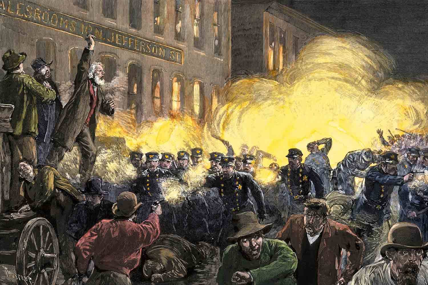 La Revuelta de Haymarket y los Mártires de Chicago.