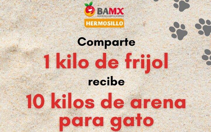Dónde por cada kilo de frijol que lleven, ellos les entregaran 10 kilos de arena para gato, estaran de lunes a viernes de 8:00 am a 4:00 pm