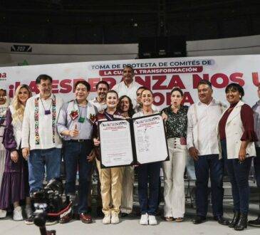 Claudia Sheinbaum, precandidata de Morena, durante mitin en Hermosillo.