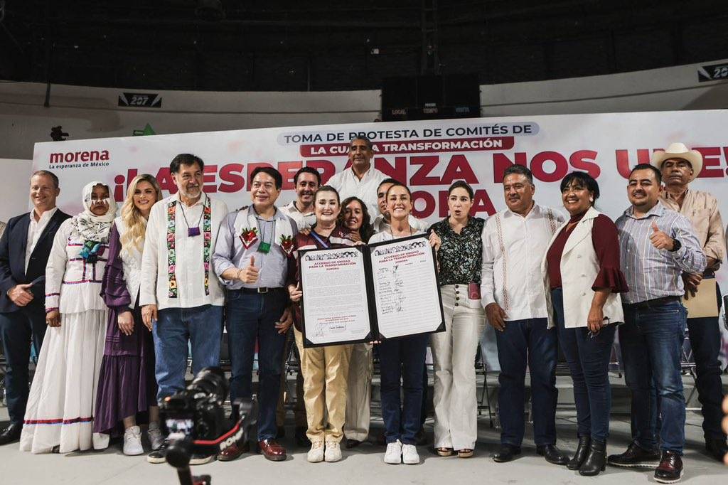 Claudia Sheinbaum, precandidata de Morena, durante mitin en Hermosillo.
