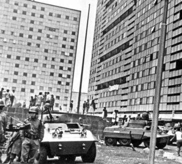 Octubre 1968. La Plaza de las Tres Culturas, en Tlatelolco.