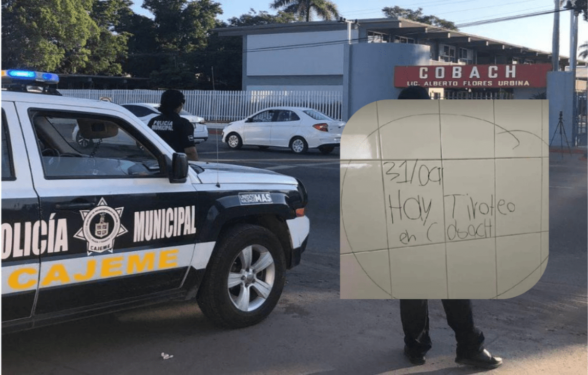 Una supuesta amenaza de tiroteo generó que este lunes se suspendieran las clases en el Cobach I debido al pánico que tuvieron los estudiantes