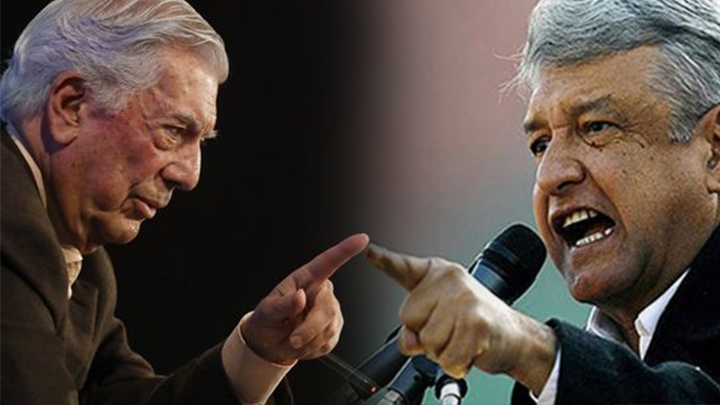 Escritor Mario Vargas Llosa y el expresidente López Obrador.